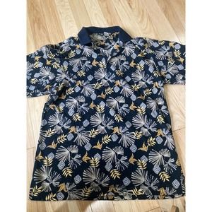 Natural Issue Sz M Tropical Blue And Gold Polo